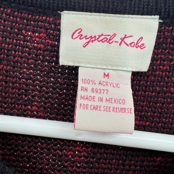 Crystal Kobe vintage button up sweater cardigan fall leaves embroidered M dots - Picture 7 of 9